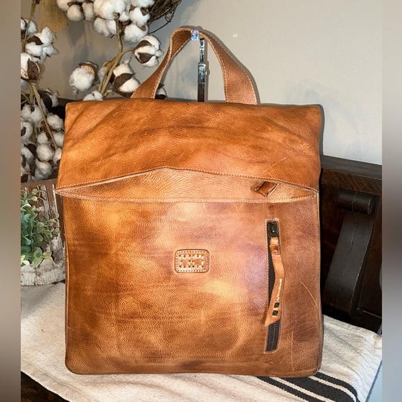 Bed Stu Handbags - Bed Stu Leather Howie Flapover Leather Backpack Tan Rustic Retail $365